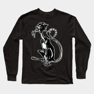 Black and White Demon Cat Long Sleeve T-Shirt